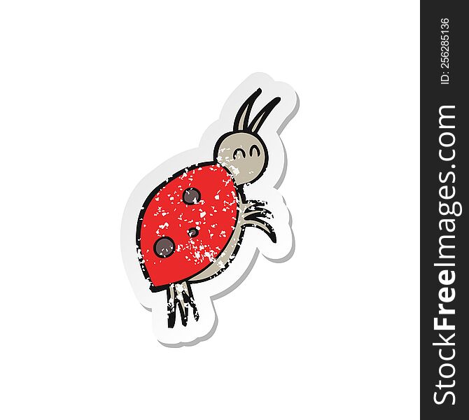retro distressed sticker of a cartoon ladybug