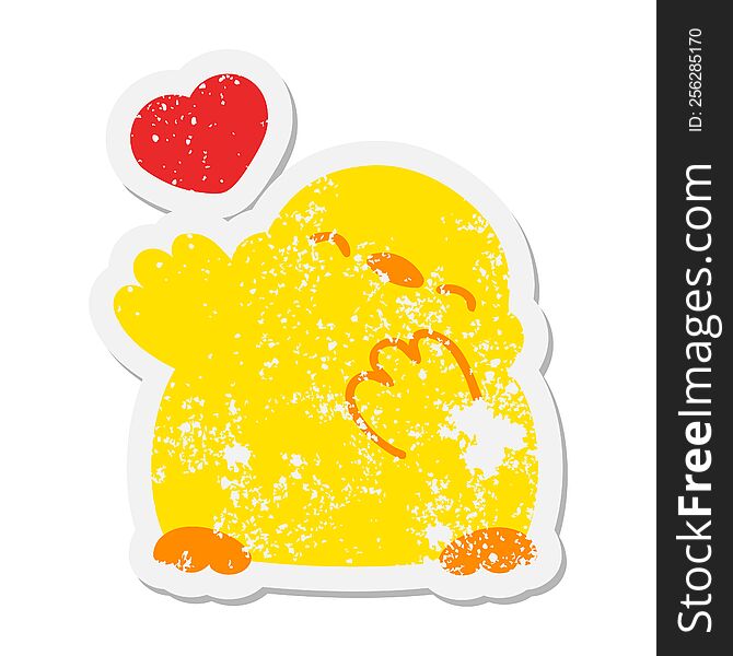 cute baby bird with love heart grunge sticker