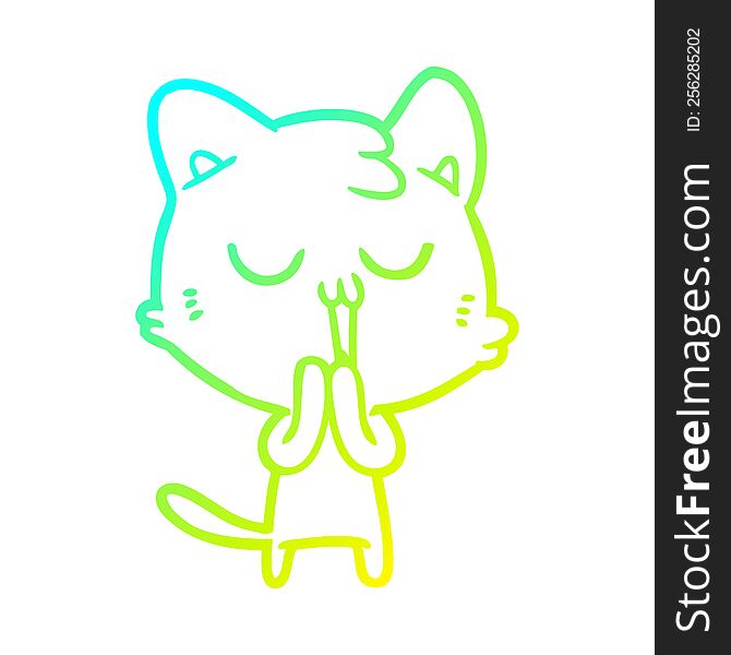 cold gradient line drawing cartoon cat singing