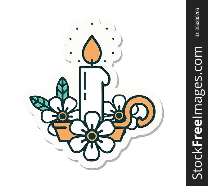 Tattoo Style Sticker Of A Candle Holder