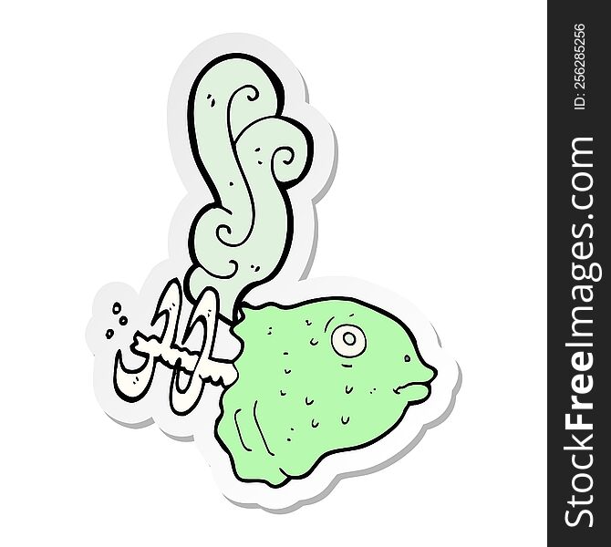 sticker of a cartoon smelly old fish head