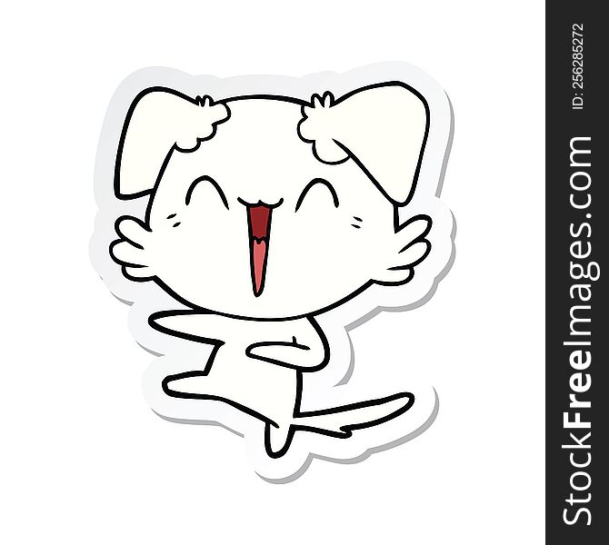 Sticker Of A Happy Dancing Dog Cartoon