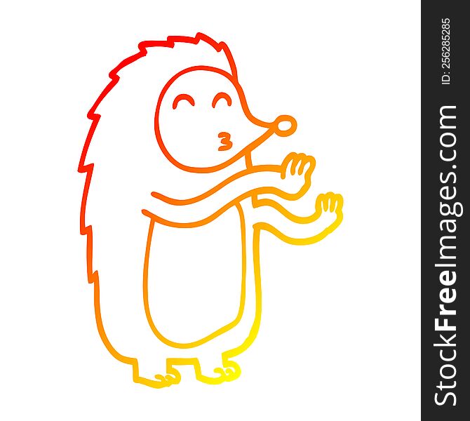 Warm Gradient Line Drawing Cartoon Dancing Hedgehog