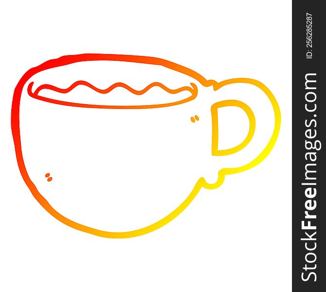 Warm Gradient Line Drawing Cartoon Coffee Cup