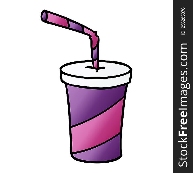 hand drawn gradient cartoon doodle of fastfood drink