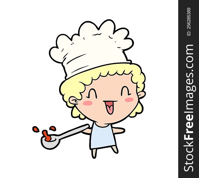 cute cartoon happy chef. cute cartoon happy chef