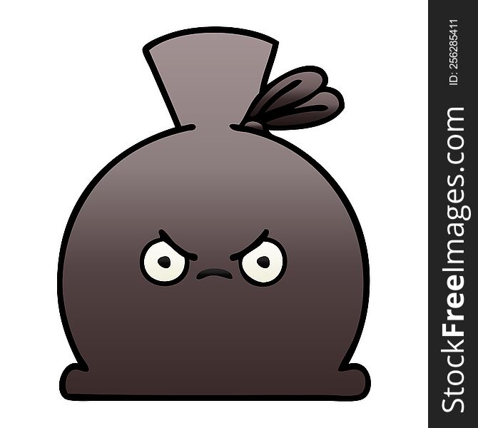 gradient shaded cartoon of a sack. gradient shaded cartoon of a sack