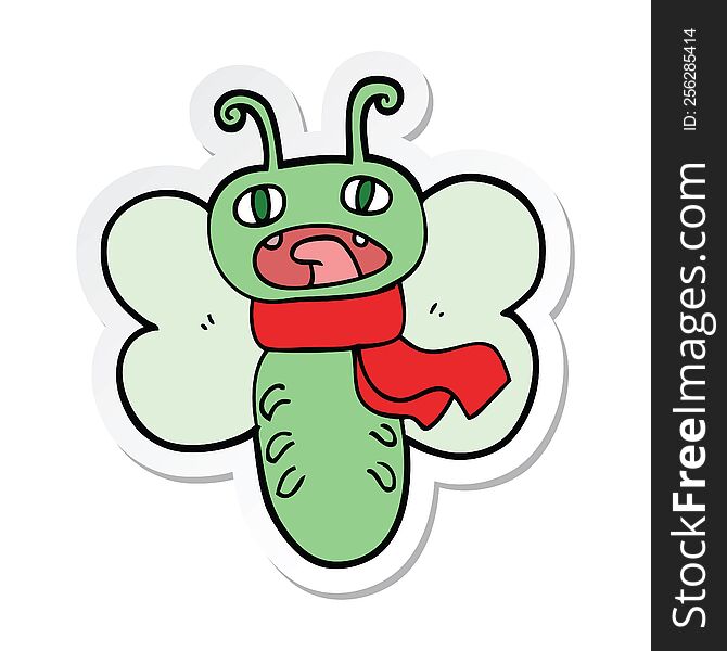 Sticker Of A Funny Cartoon Butterfly