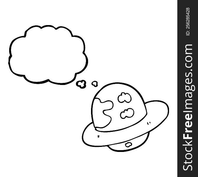 freehand drawn thought bubble cartoon planet
