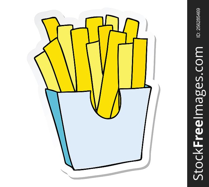 sticker of a quirky hand drawn cartoon french fries