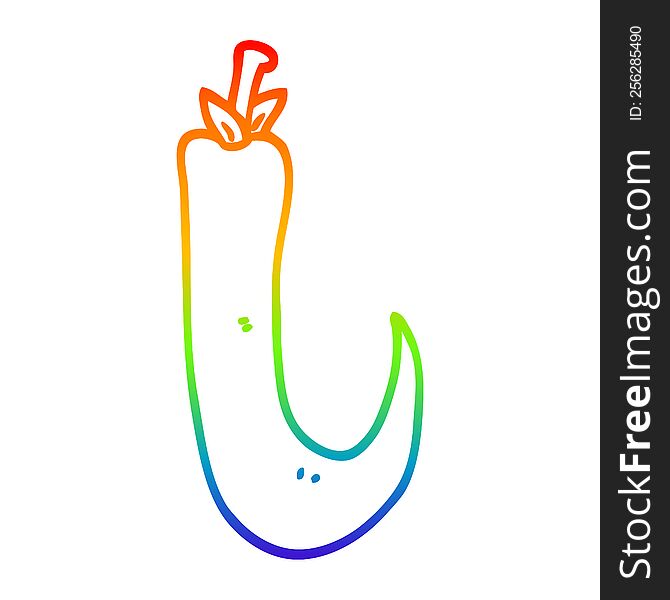 rainbow gradient line drawing of a cartoon red hot chilli pepper