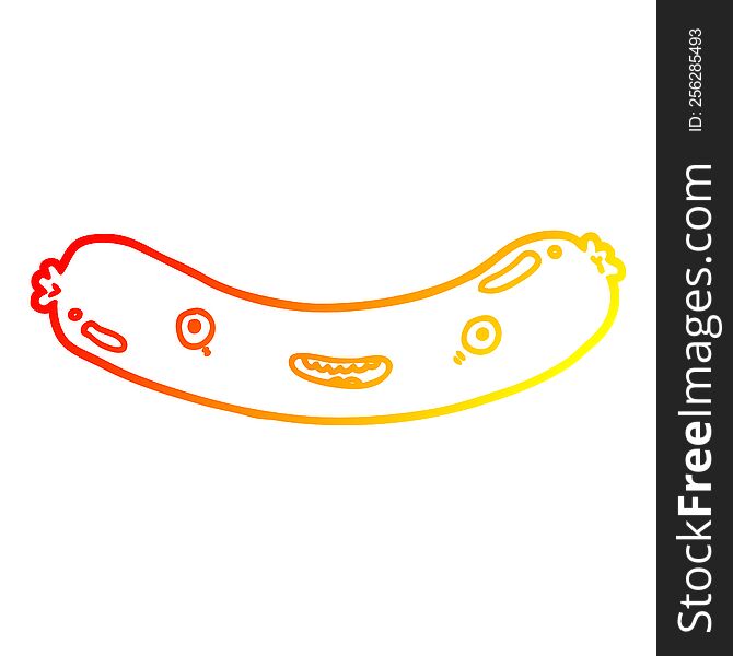Warm Gradient Line Drawing Cartoon Sausage