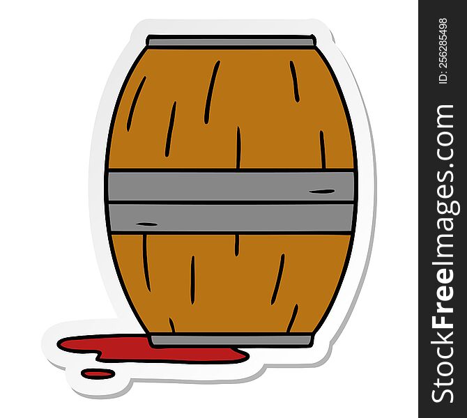 hand drawn sticker cartoon doodle of a wine barrel