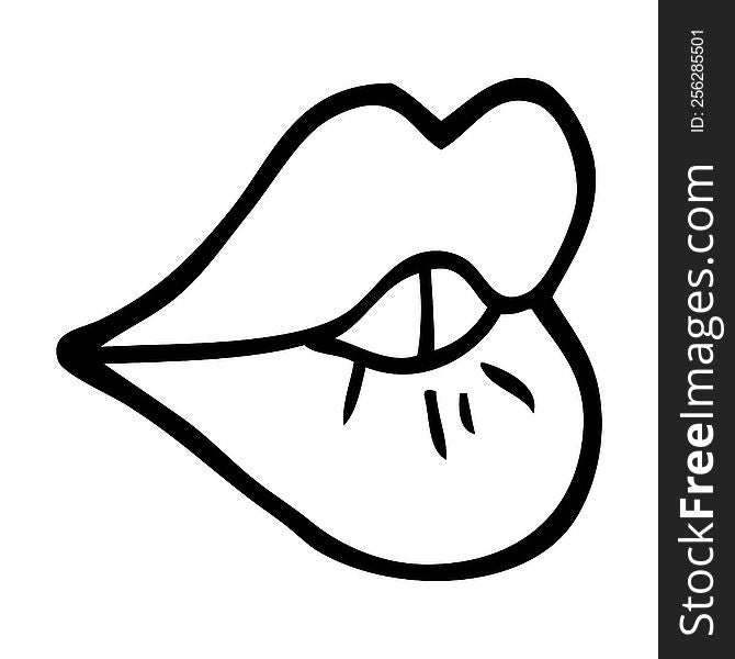 black and white cartoon pouting lips
