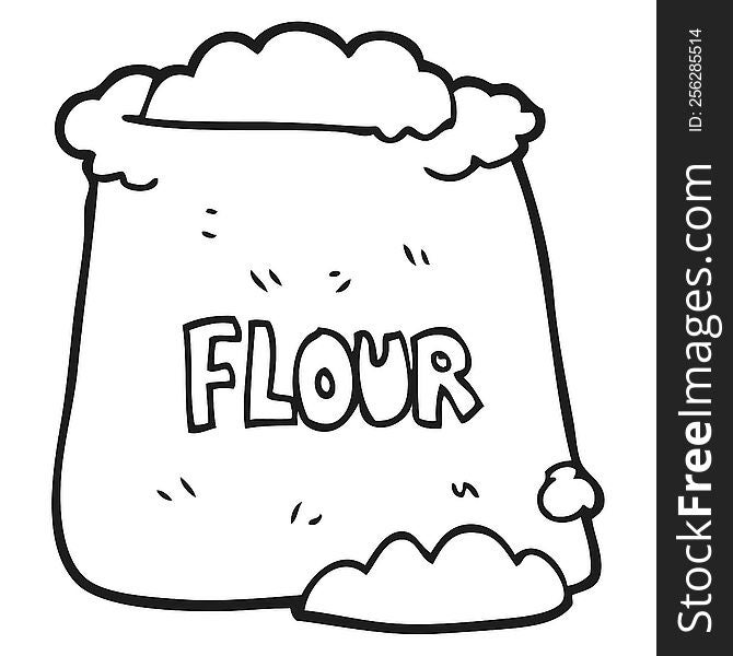 black and white cartoon bag of flour