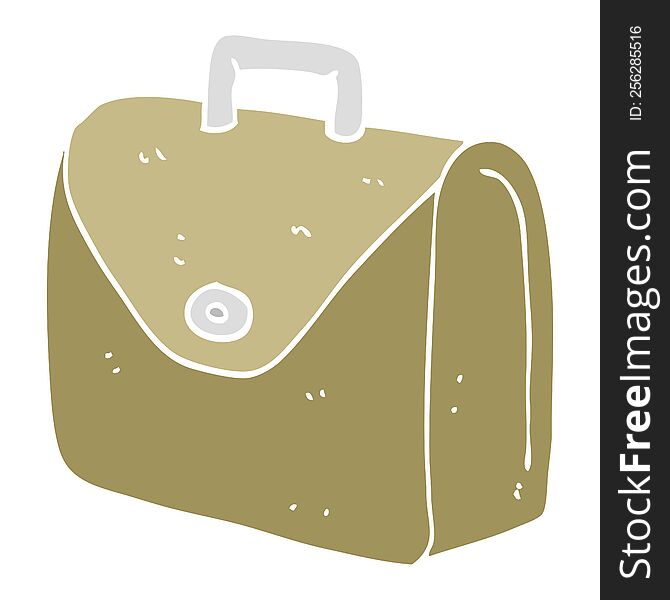 Flat Color Illustration Of A Cartoon Old Briefcase