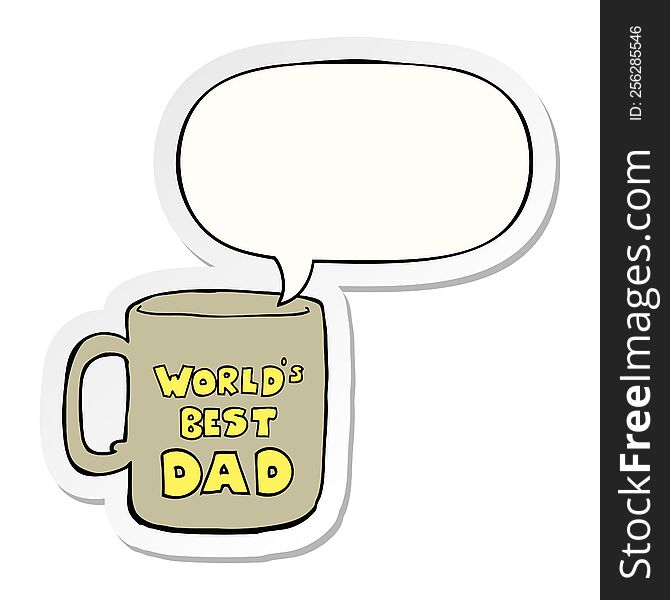 worlds best dad mug with speech bubble sticker