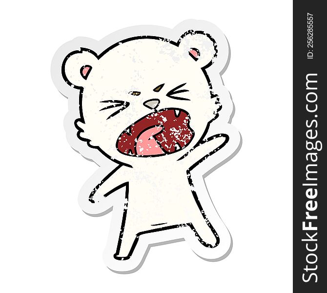 Distressed Sticker Of A Angry Cartoon Polar Bear
