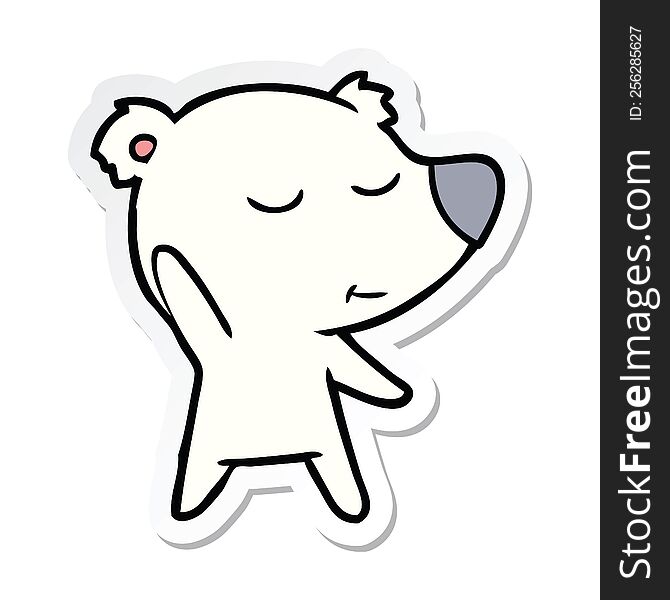 Sticker Of A Happy Cartoon Polar Bear