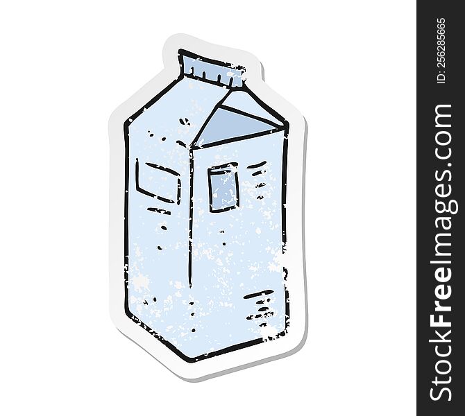 Retro Distressed Sticker Of A Cartoon Milk Carton