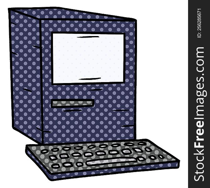 Cartoon Doodle Of A Computer And Keyboard