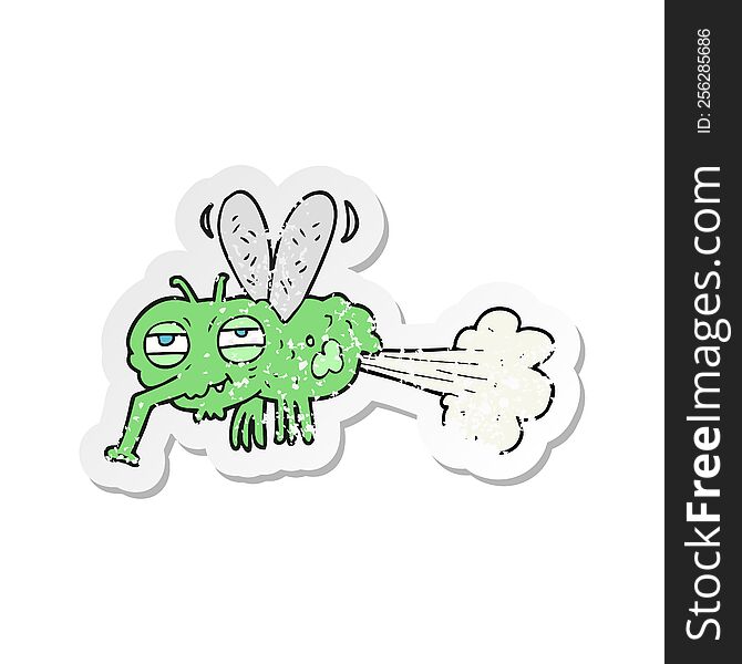 retro distressed sticker of a cartoon gross farting fly