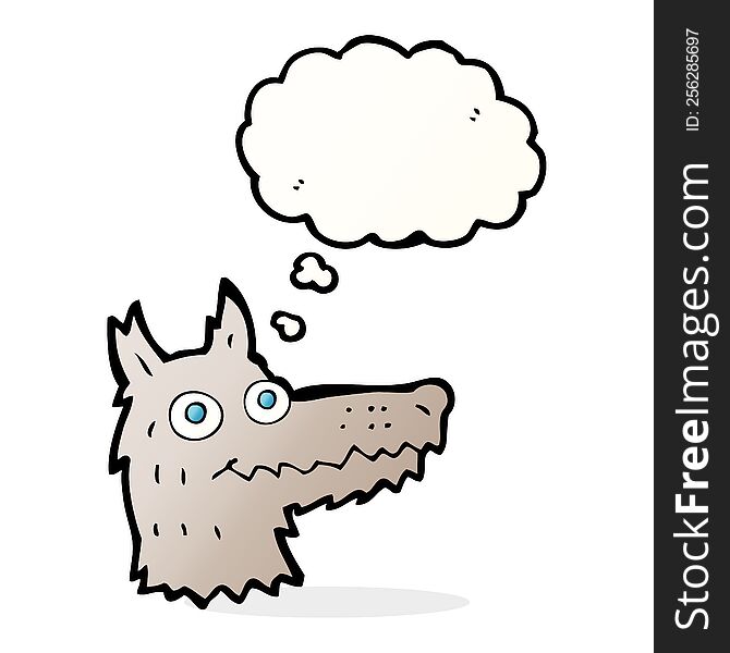 Cartoon Wolf Head With Thought Bubble