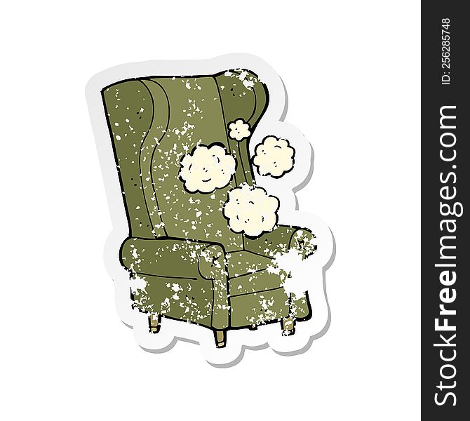 Retro Distressed Sticker Of A Cartoon Old Chair