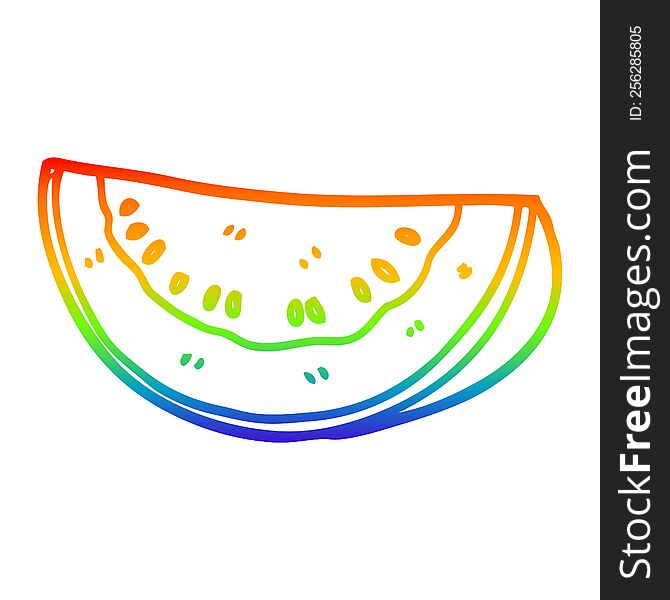 rainbow gradient line drawing of a cartoon watermelon