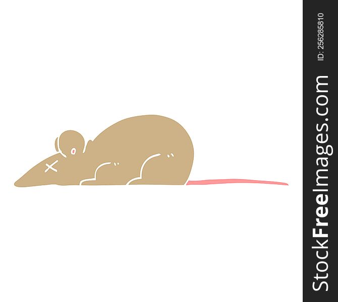 Flat Color Illustration Cartoon Dead Rat