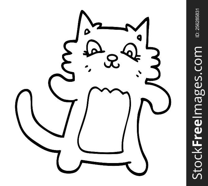 Line Drawing Cartoon Dancing Cat