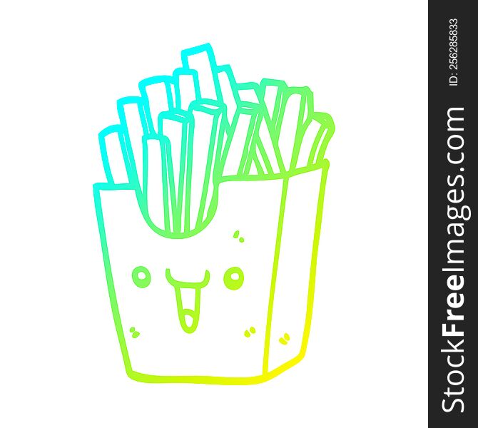 Cold Gradient Line Drawing Cute Cartoon Box Of Fries