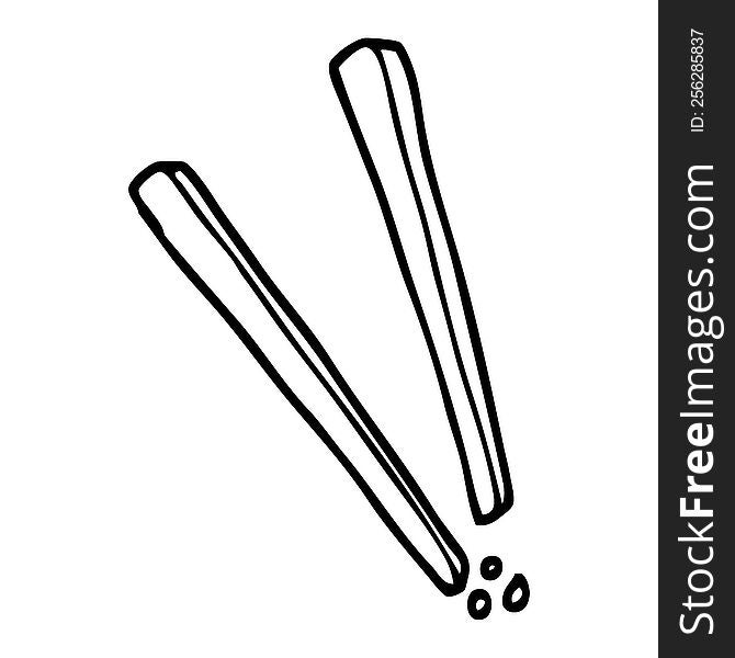 line drawing cartoon wooden chopsticks