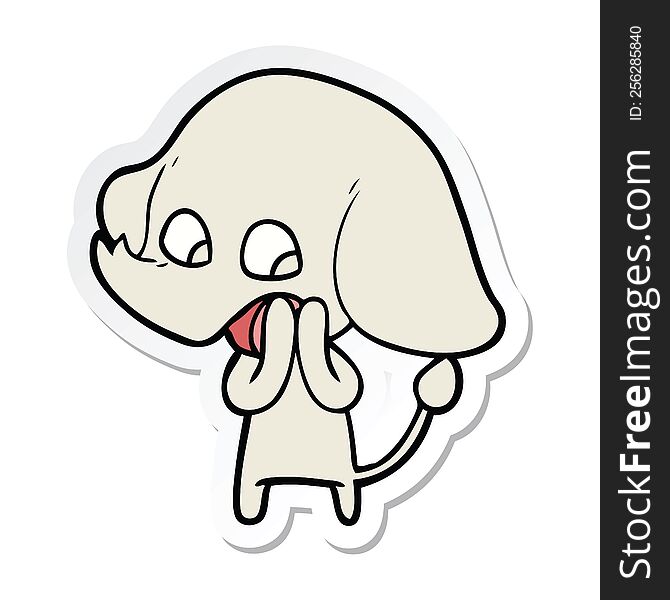 Sticker Of A Cute Cartoon Elephant