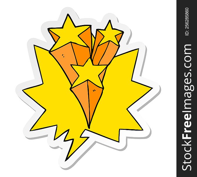 cartoon shooting stars and speech bubble sticker