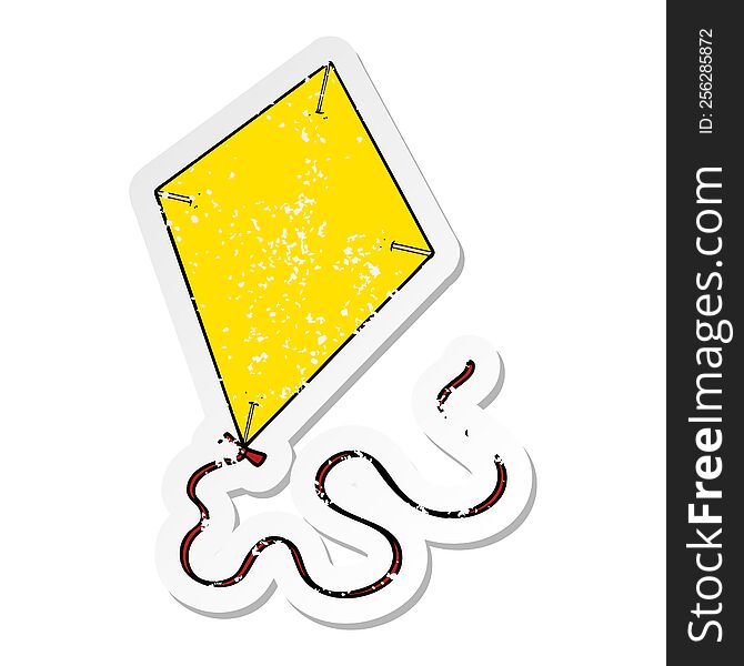 distressed sticker of a cartoon flying kite