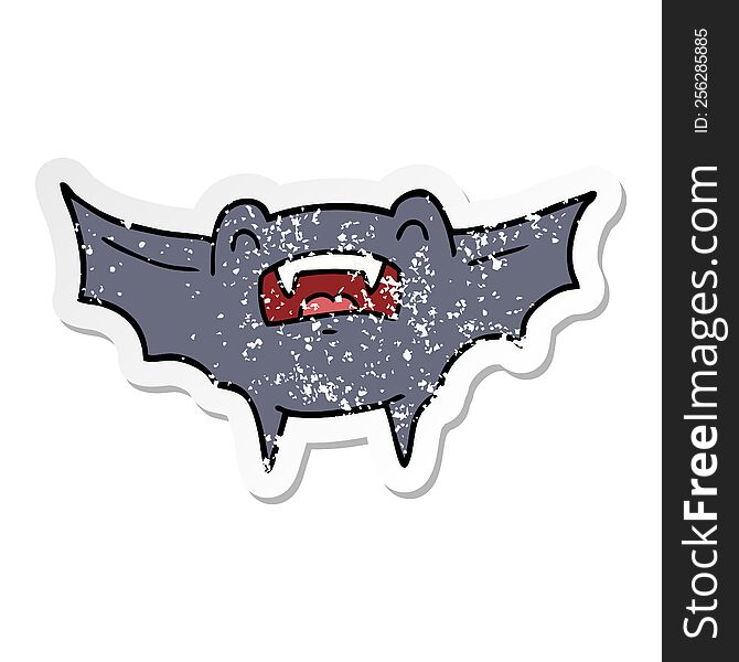 Distressed Sticker Of A Cartoon Vampire Bat
