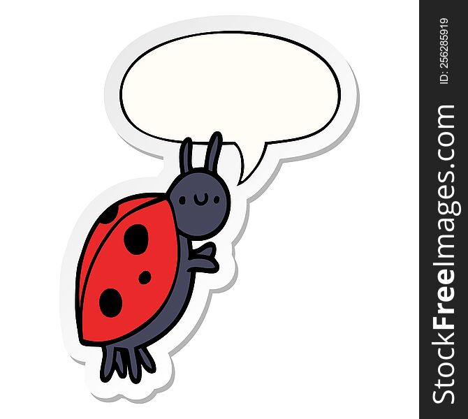 Cartoon Ladybug And Speech Bubble Sticker