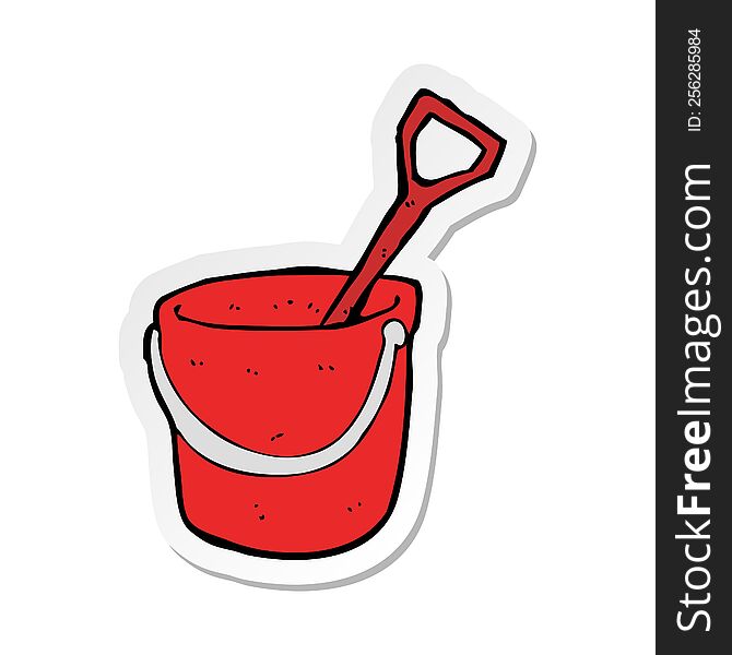 Sticker Of A Cartoon Bucket And Spade