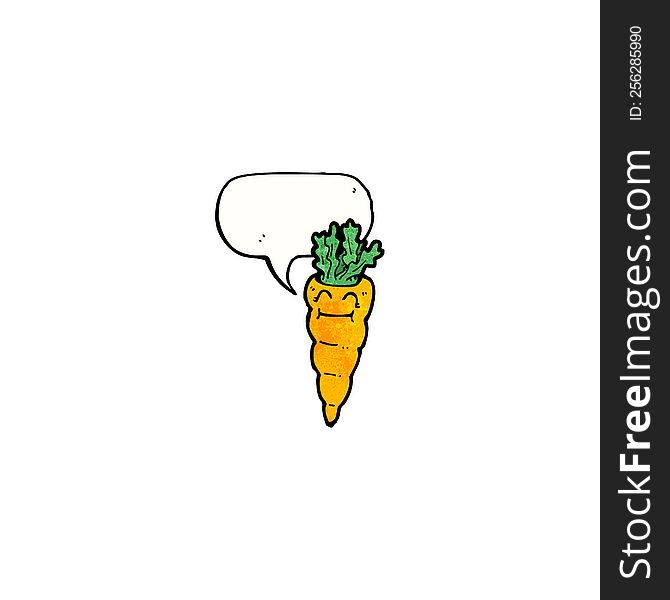 Happy Cartoon Carrot With Speech Bubble
