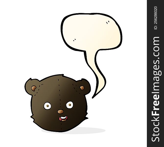 cartoon black teddy bear head with speech bubble