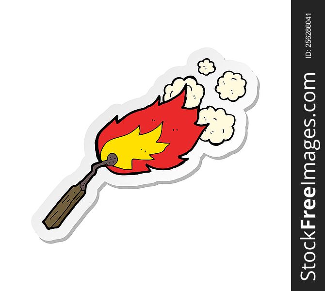 Sticker Of A Cartoon Burning Match