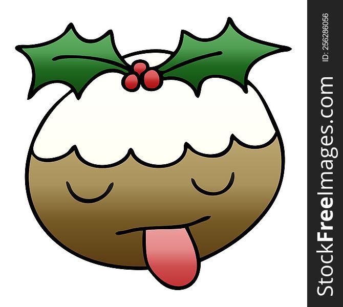 Quirky Gradient Shaded Cartoon Christmas Pudding