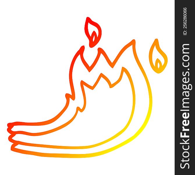 warm gradient line drawing of a cartoon fire flame