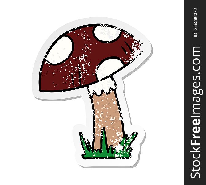 hand drawn distressed sticker cartoon doodle of a toad stool