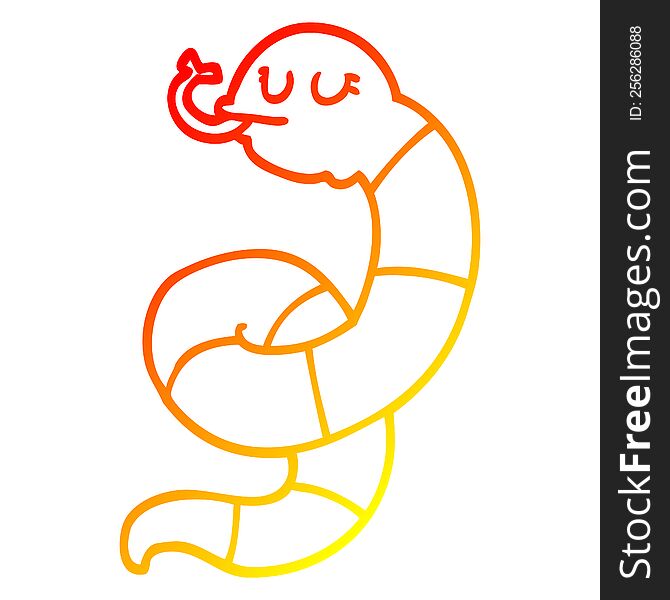 warm gradient line drawing of a cartoon snake coiled