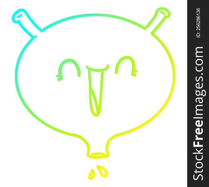 cold gradient line drawing of a cartoon laughing bladder