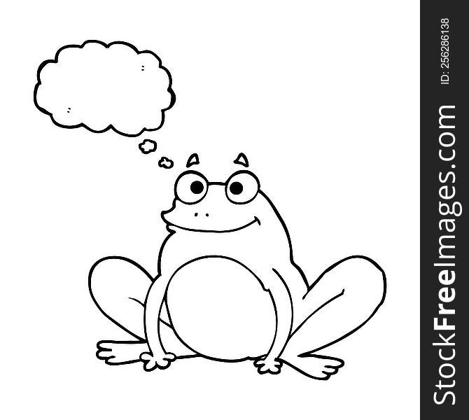 freehand drawn thought bubble cartoon happy frog