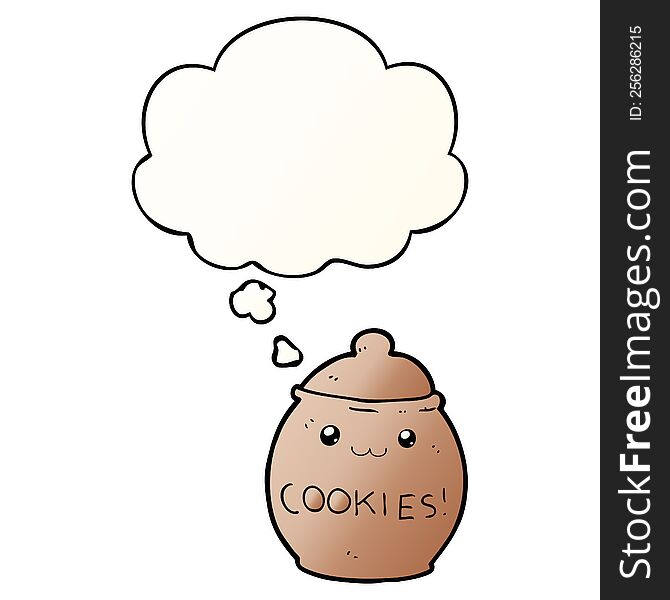 cartoon cookie jar and thought bubble in smooth gradient style