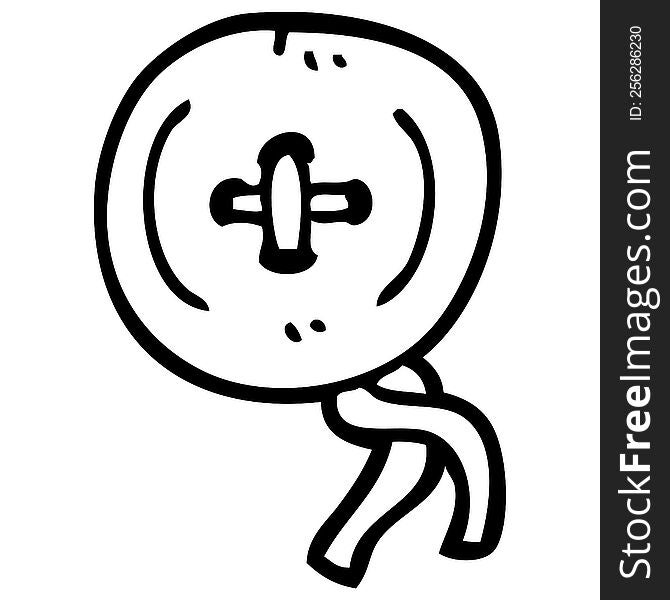 Line Drawing Cartoon Old Wooden Button